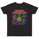 Forest Frequencies T-Shirt - Alien Frog & Owl Design, Cute & Quirky Tee for Nature Lovers