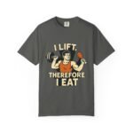 Humorous Fitness T-Shirt - I Lift Therefore I Eat, Gym Shirt, Workout Gift, Fitness Humor, Exercise Apparel, Funny Workout Tee - Image 25