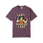 Humorous Fitness T-Shirt - I Lift Therefore I Eat, Gym Shirt, Workout Gift, Fitness Humor, Exercise Apparel, Funny Workout Tee - Image 49