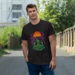 Cosmic Meditation T-Shirt - Alien Art Design for Spiritual Vibes - Image 3