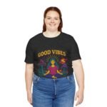 Good Vibes Unisex Jersey Tee - Relaxed Fit Meditation Graphic Shirt - Image 3