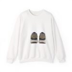 Sneaker Back Print Crewneck Sweatshirt — Retro Trainer Graphic